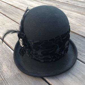 Black Cloche w/ Handmade Accents